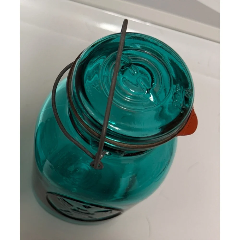 VTG 1976 American Eagle Ball Green Half Gallon Canning Jar Glass Rubber Wire Lid - Picture 4 of 4